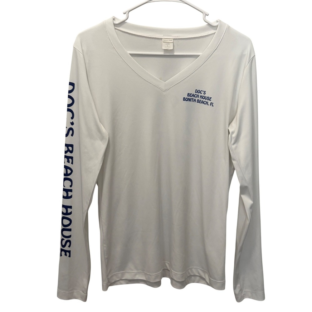 Doc's Beach House Rash Guard Long Sleeve Seahorse Shirt Bonita Beach Size Large